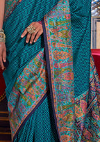 DEEP CYAN P.V SILK  WITH GLORY FINISH