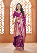 PURE SOFT BANARASI SILK MAGENTA SAREE