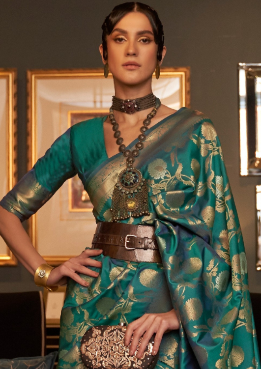 Green handloom weaving sarees