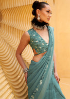 Smoky Blue Silk Saree