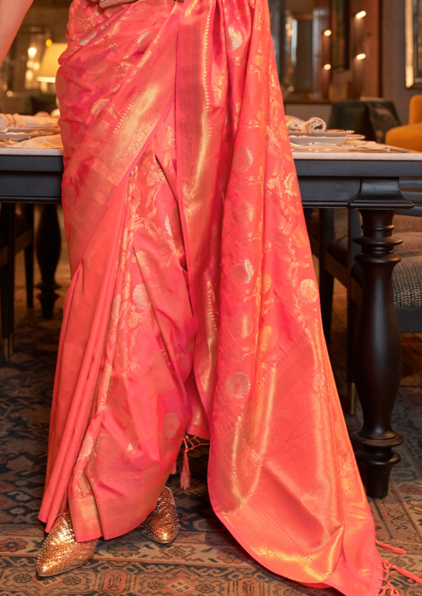 Pink handloom weaving sarees