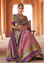 Lilac Silk Saree With Patola Blouse