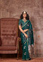 Green Satin Silk Pichwai Saree
