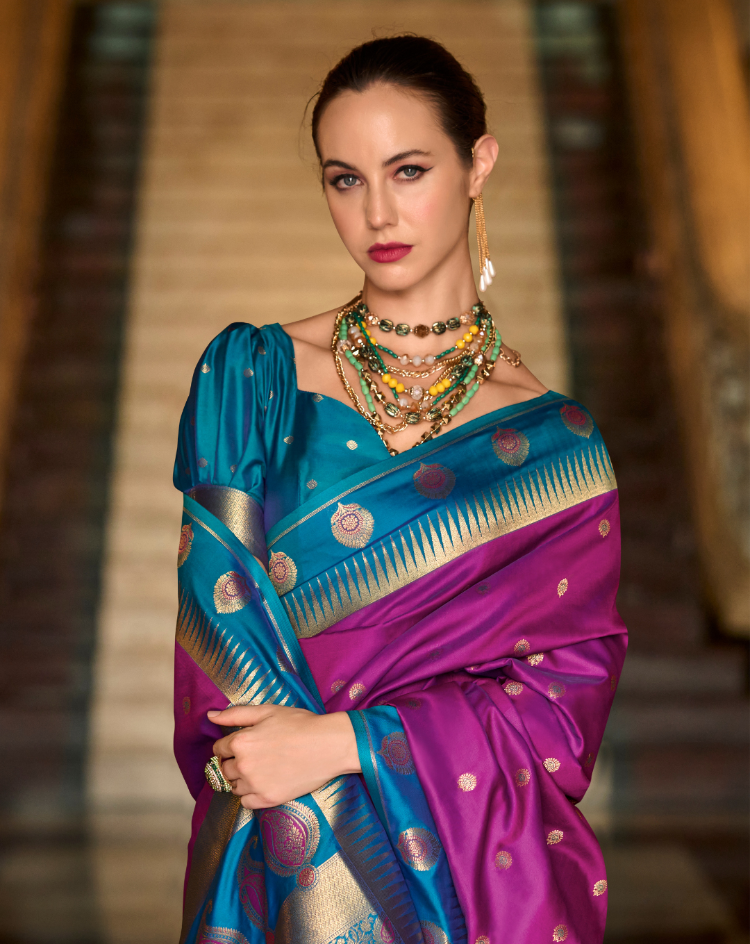 Purple Banarasi  soft Silk saree
