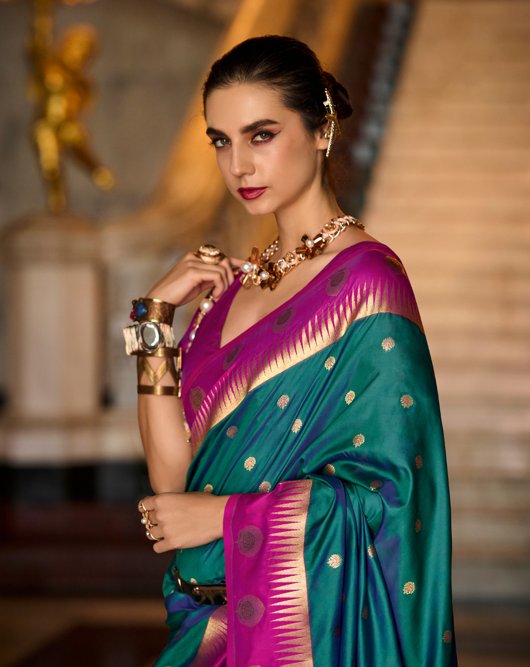 Green   Banarasi soft Silk saree