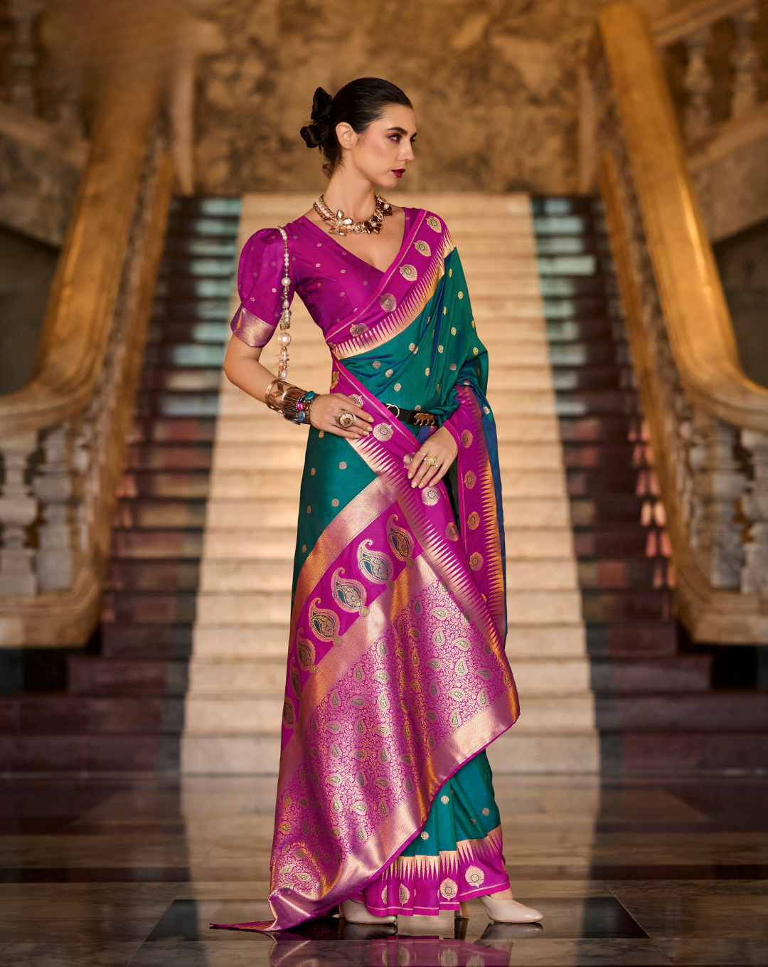 Green   Banarasi soft Silk saree