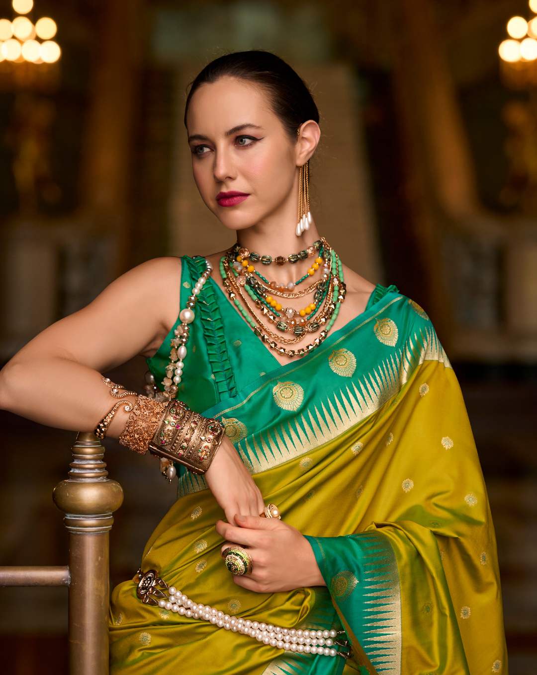 Olive Green   Banarasi Soft Silk saree