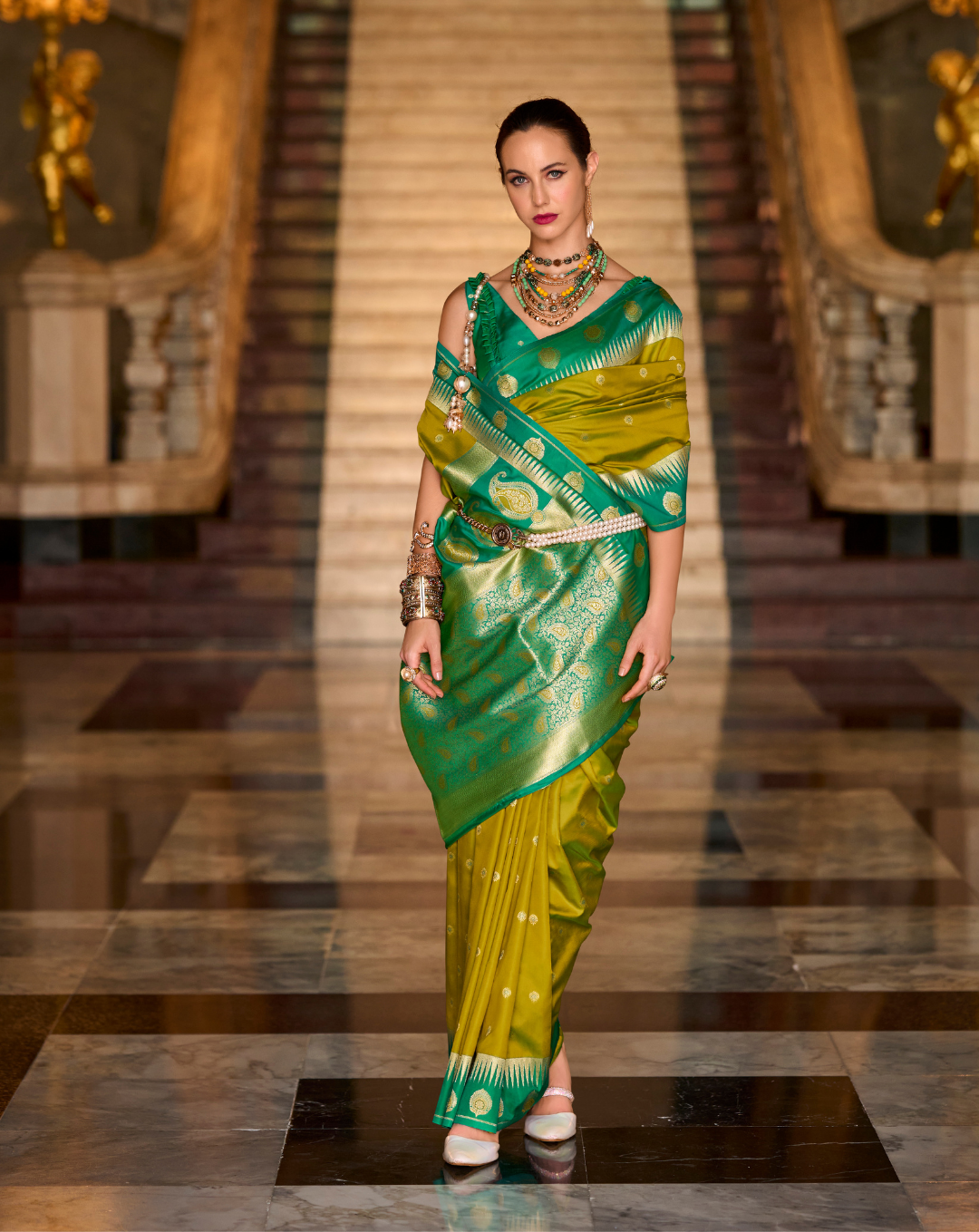 Olive Green   Banarasi Soft Silk saree