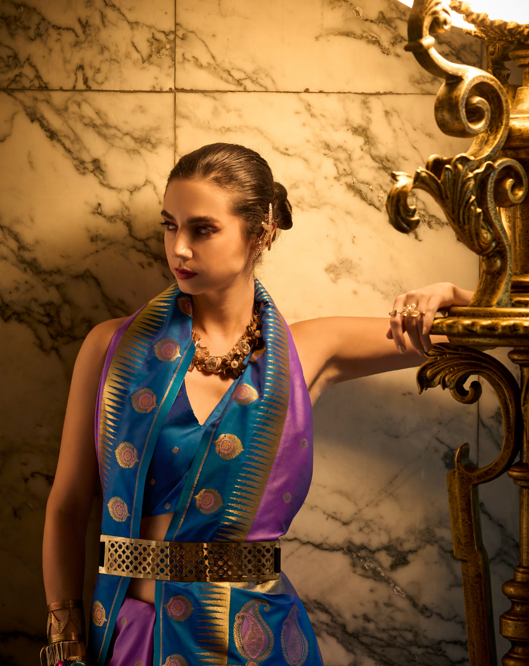 Lilac  Banarasi soft Silk saree