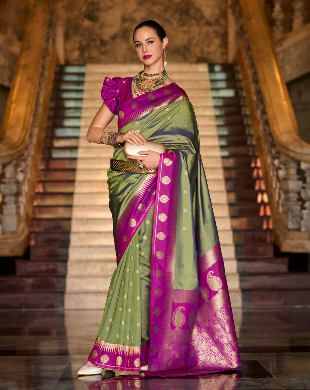 Light Green  Banarasi soft Silk saree