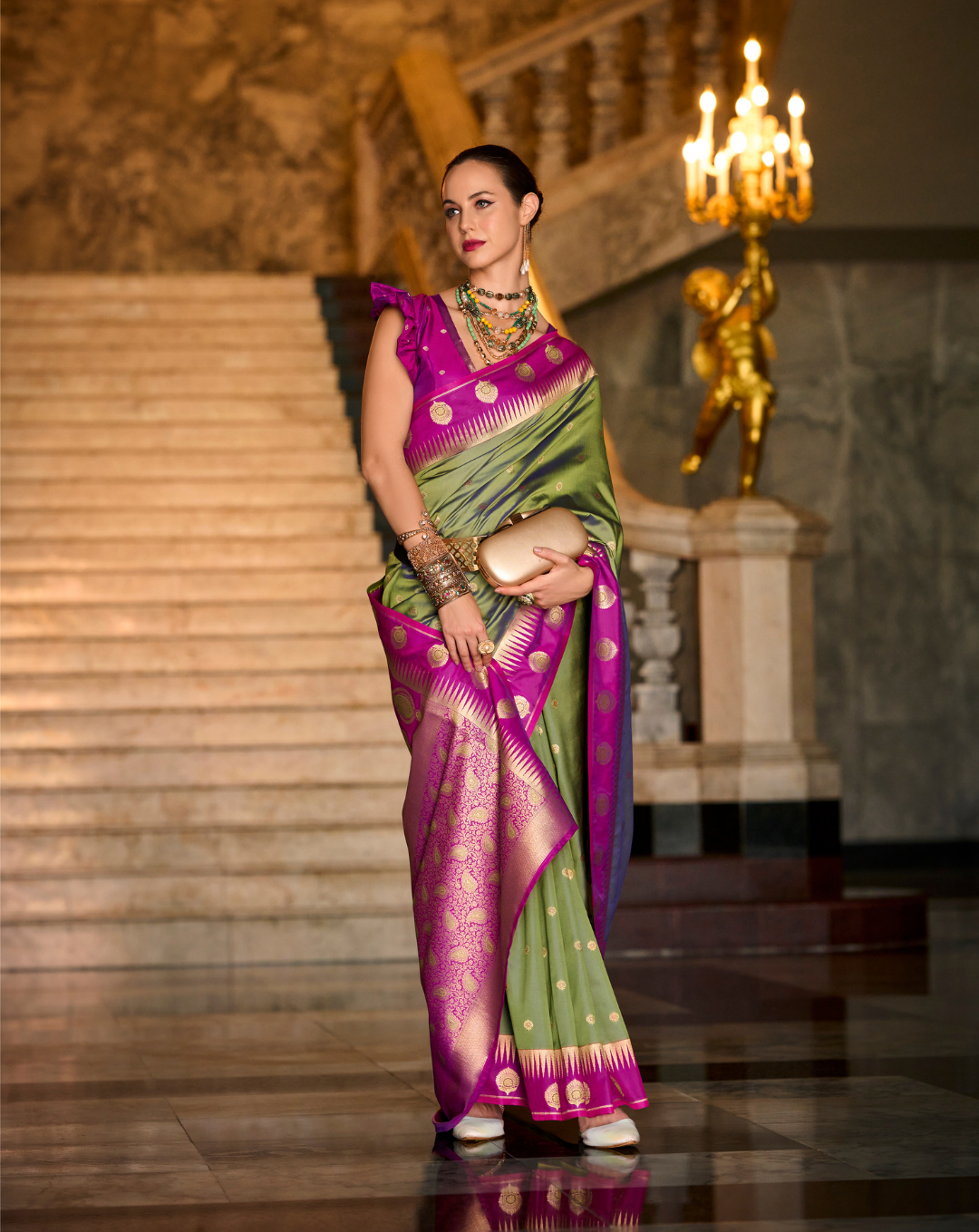 Light Green  Banarasi soft Silk saree