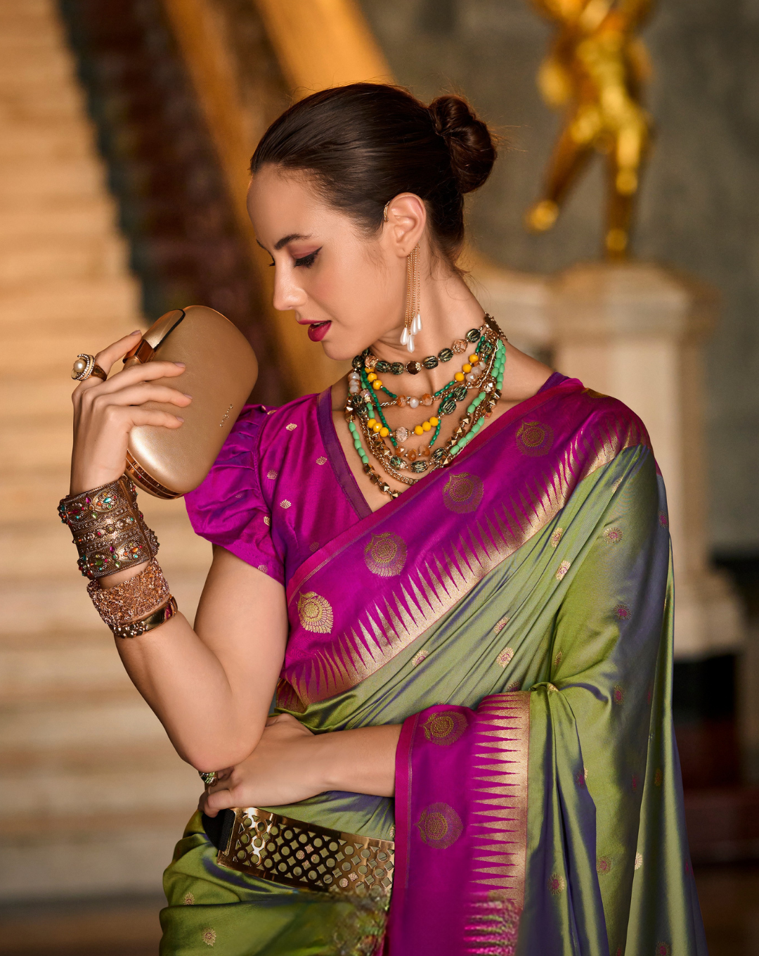 Light Green  Banarasi soft Silk saree
