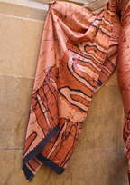 Orange Print Satin Crepe Sarees