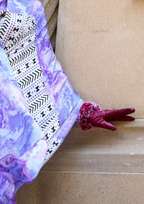 Lavender and White Print Satin Crepe Sarees