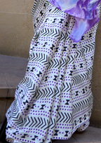 Lavender and White Print Satin Crepe Sarees