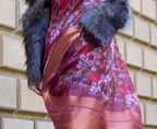 Burgundy Print Satin Organza Weaving Saree