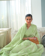 Green Lucknavi Woven Saree