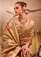 Copper Tissue Silk Banarasi Saree with Floral Butti