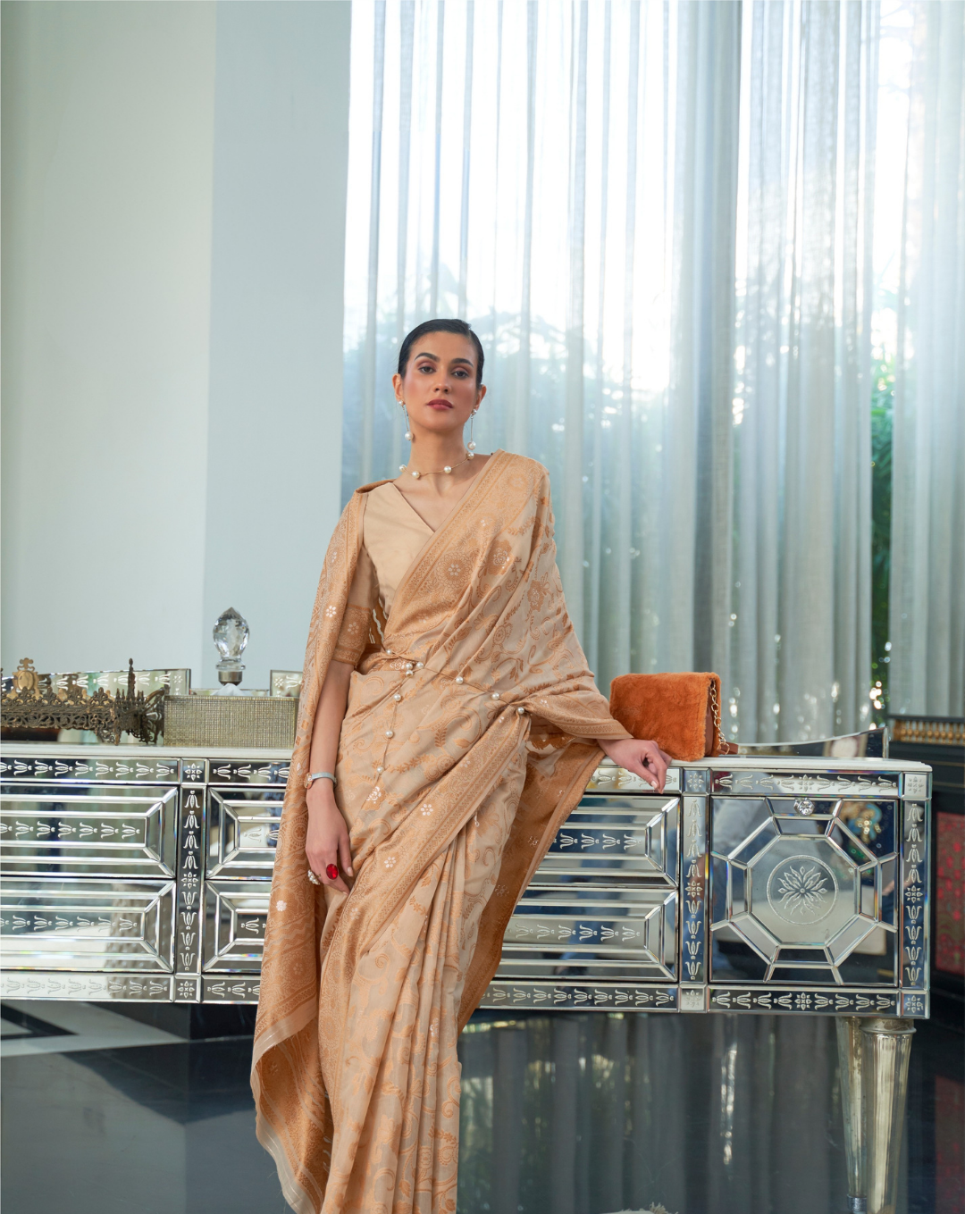 Gold Lucknavi Woven Saree