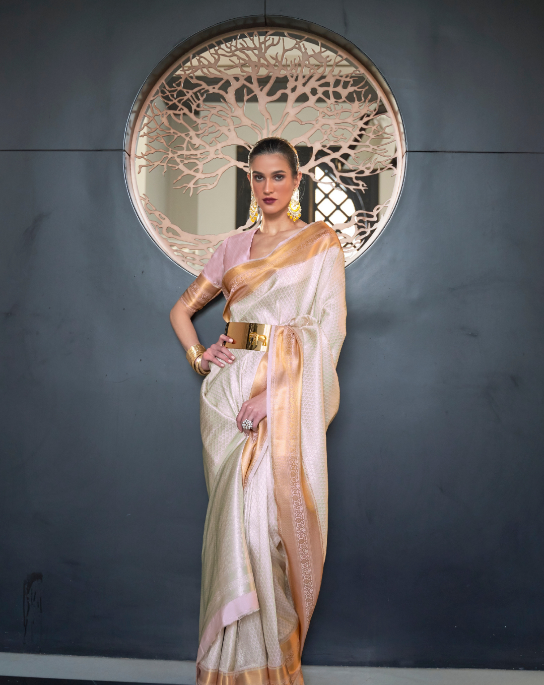 White Self Woven Silk Saree