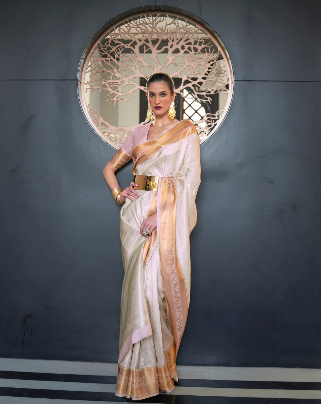 White Self Woven Silk Saree