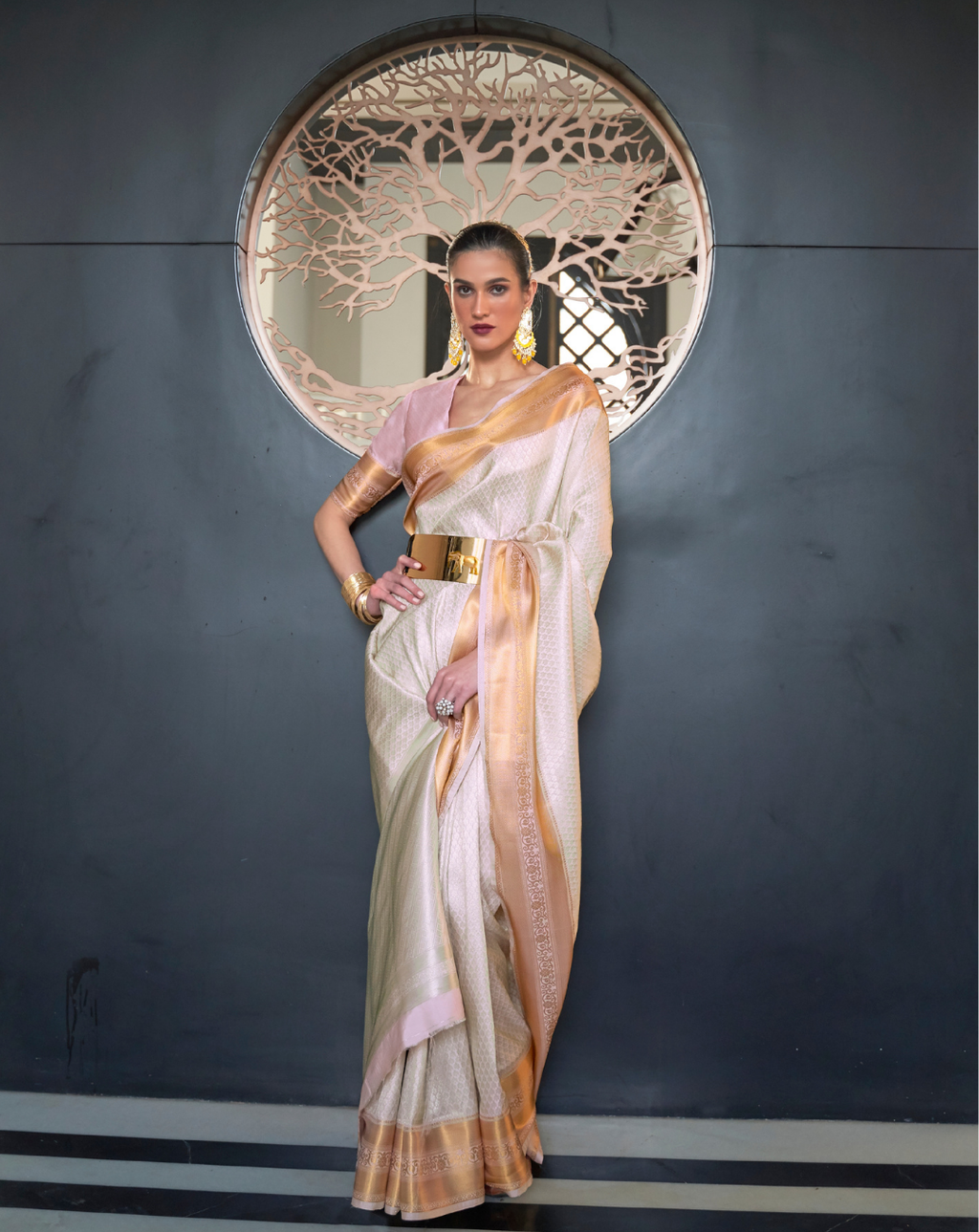 White Self Woven Silk Saree