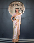 White Self Woven Silk Saree