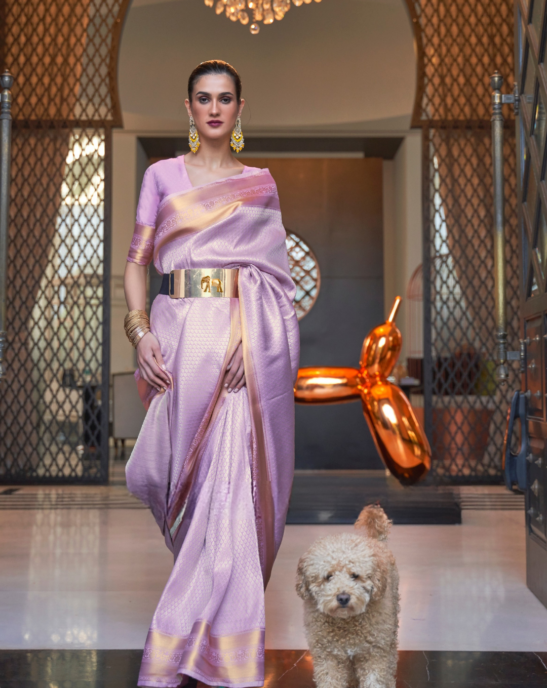 Lilac Self Woven Silk Saree