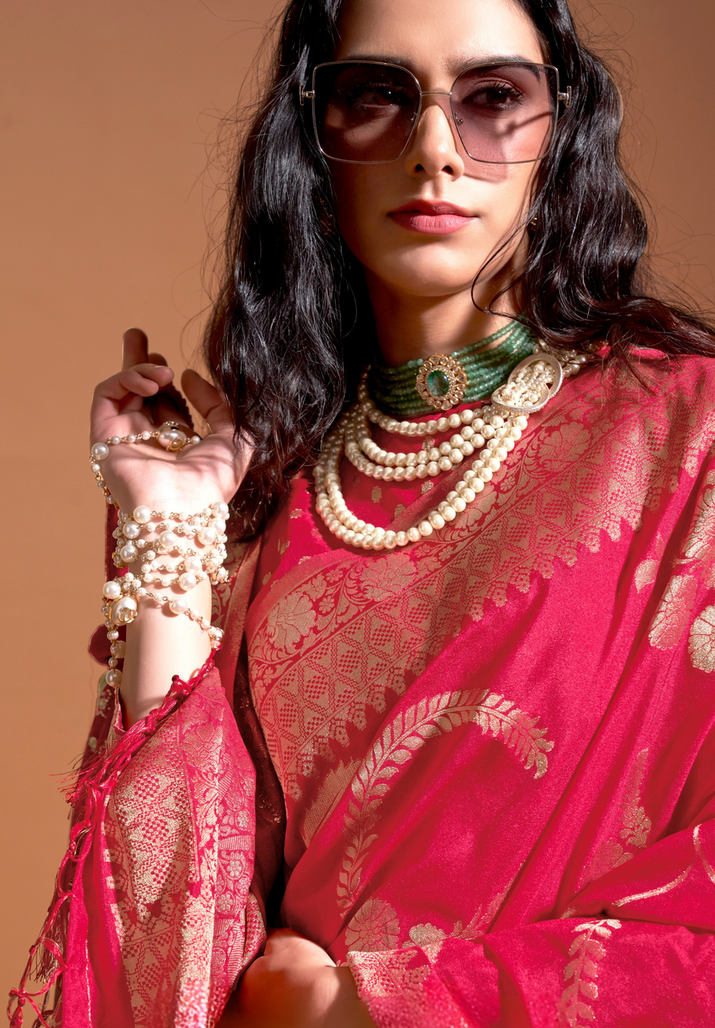 Red Silk Georgette Saree