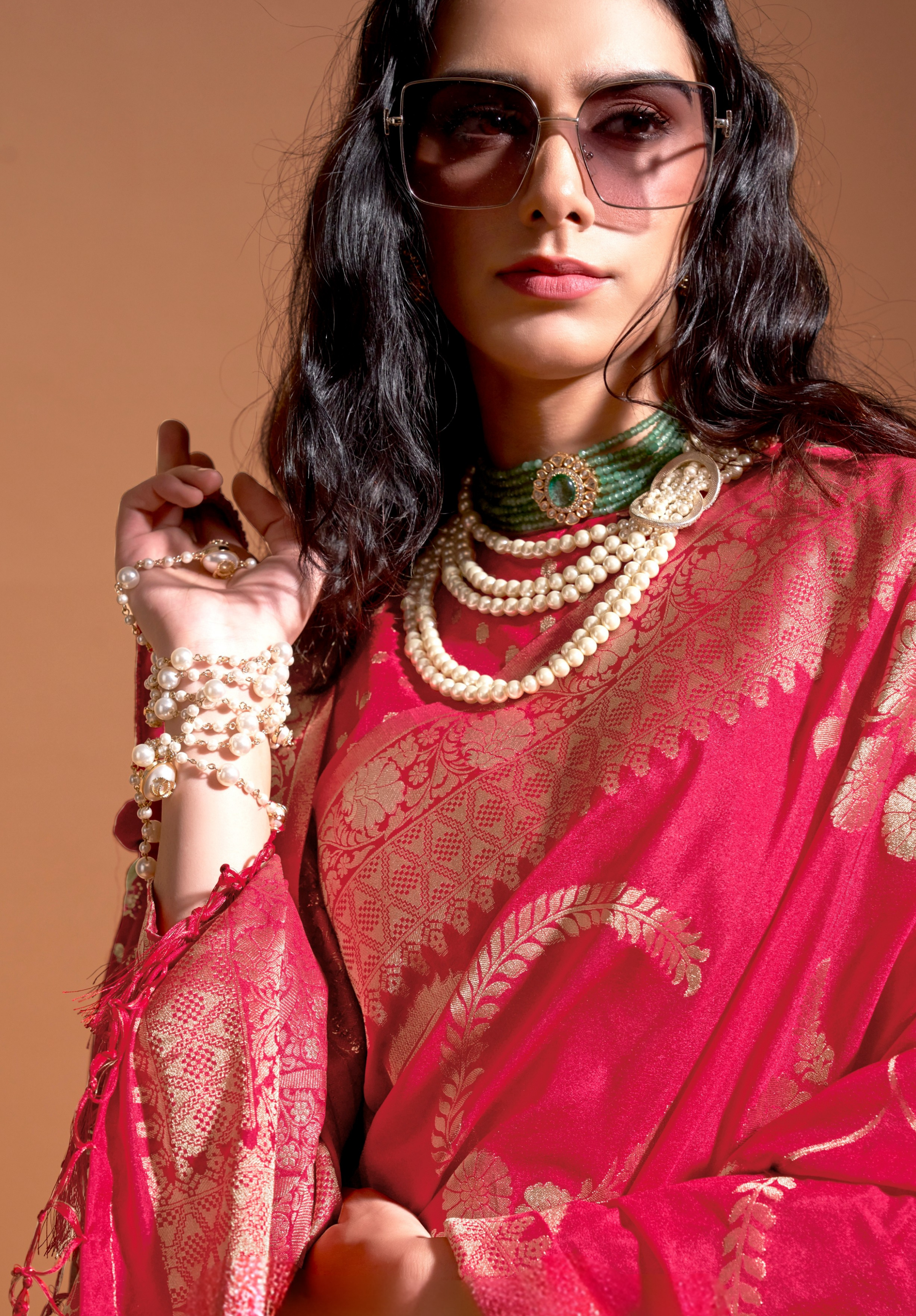Red Silk Georgette Saree