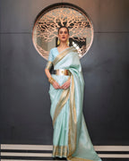 Blue Self Woven Silk Saree