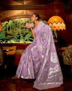 Lilac  Zari Based handloom woven silk  saree