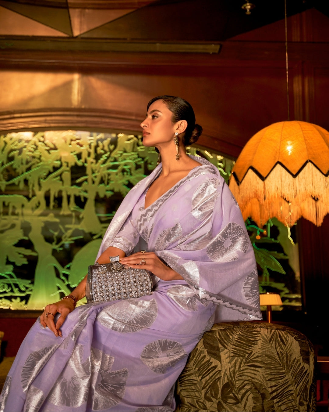 Lilac  Zari Based handloom woven silk  saree
