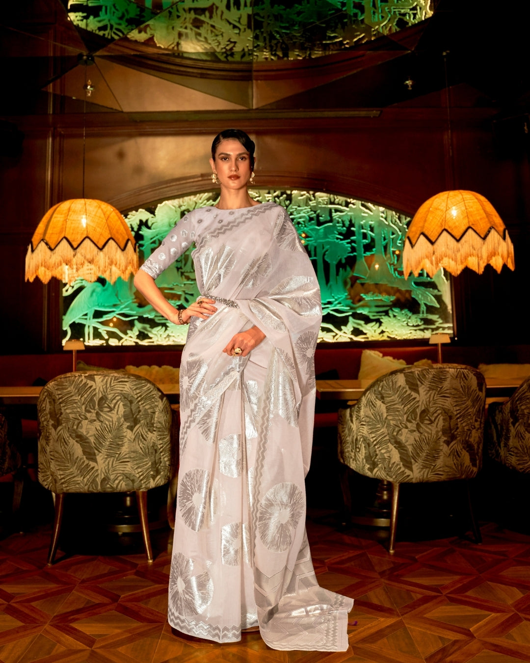 Off white  Zari Based handloom woven silk  saree