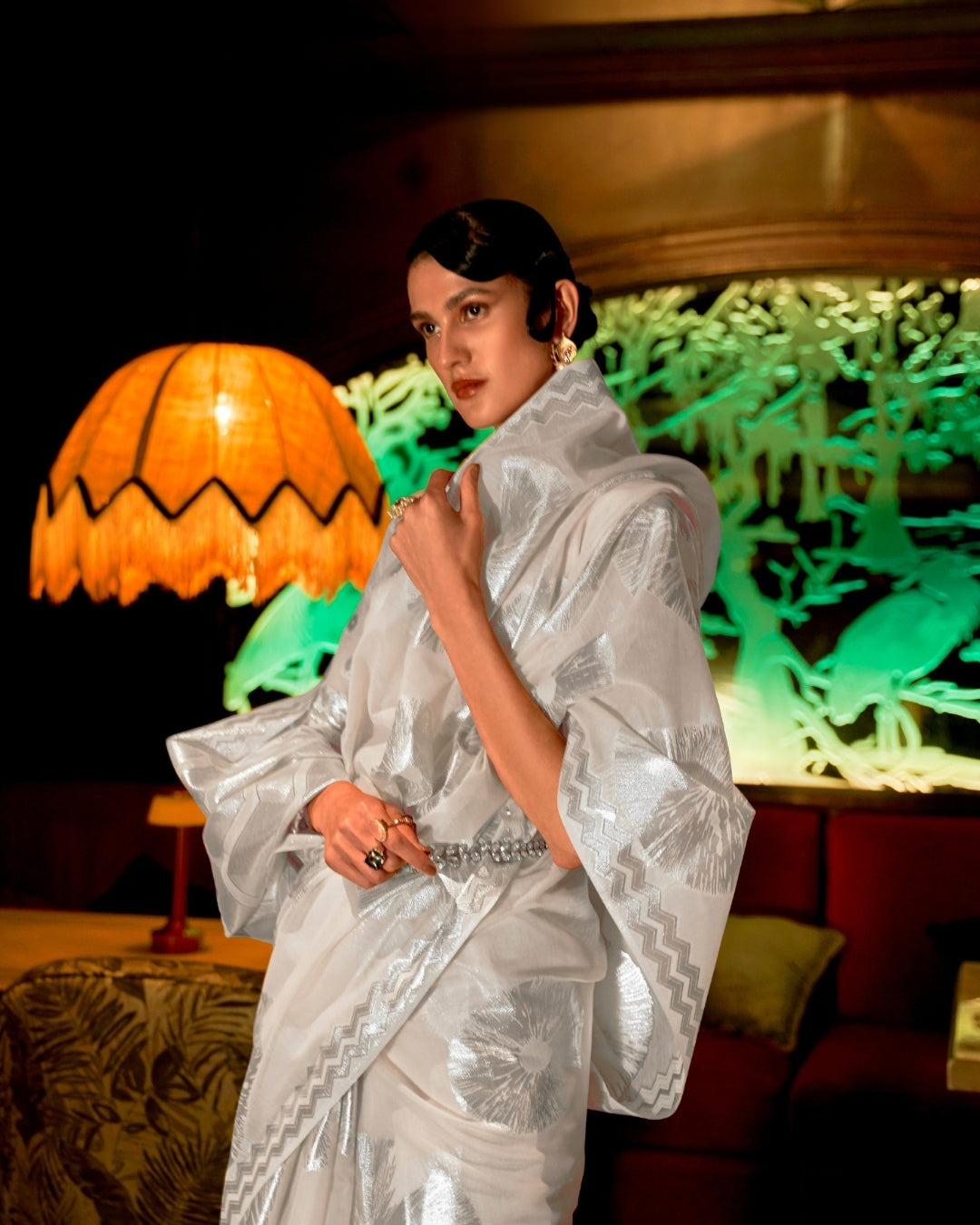 Off white  Zari Based handloom woven silk  saree