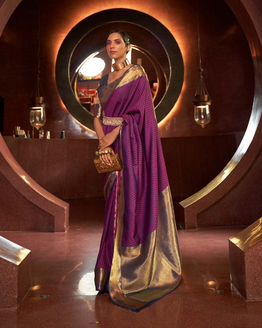 Purple Self contrasting Handloom woven saree