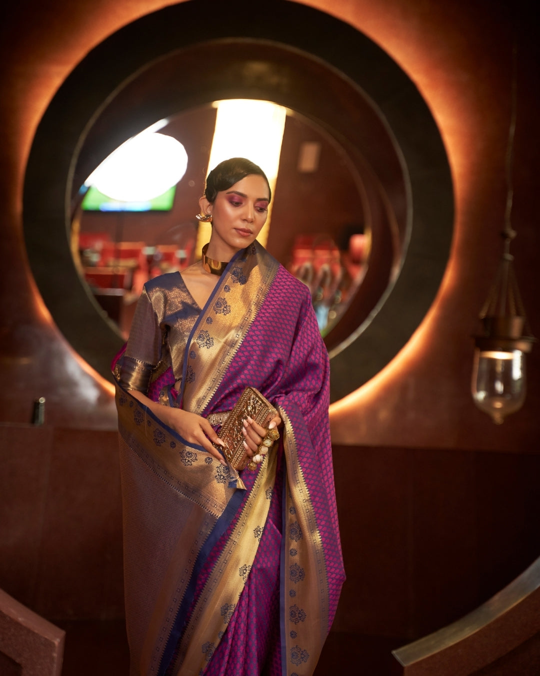 Purple Self contrasting Handloom woven saree