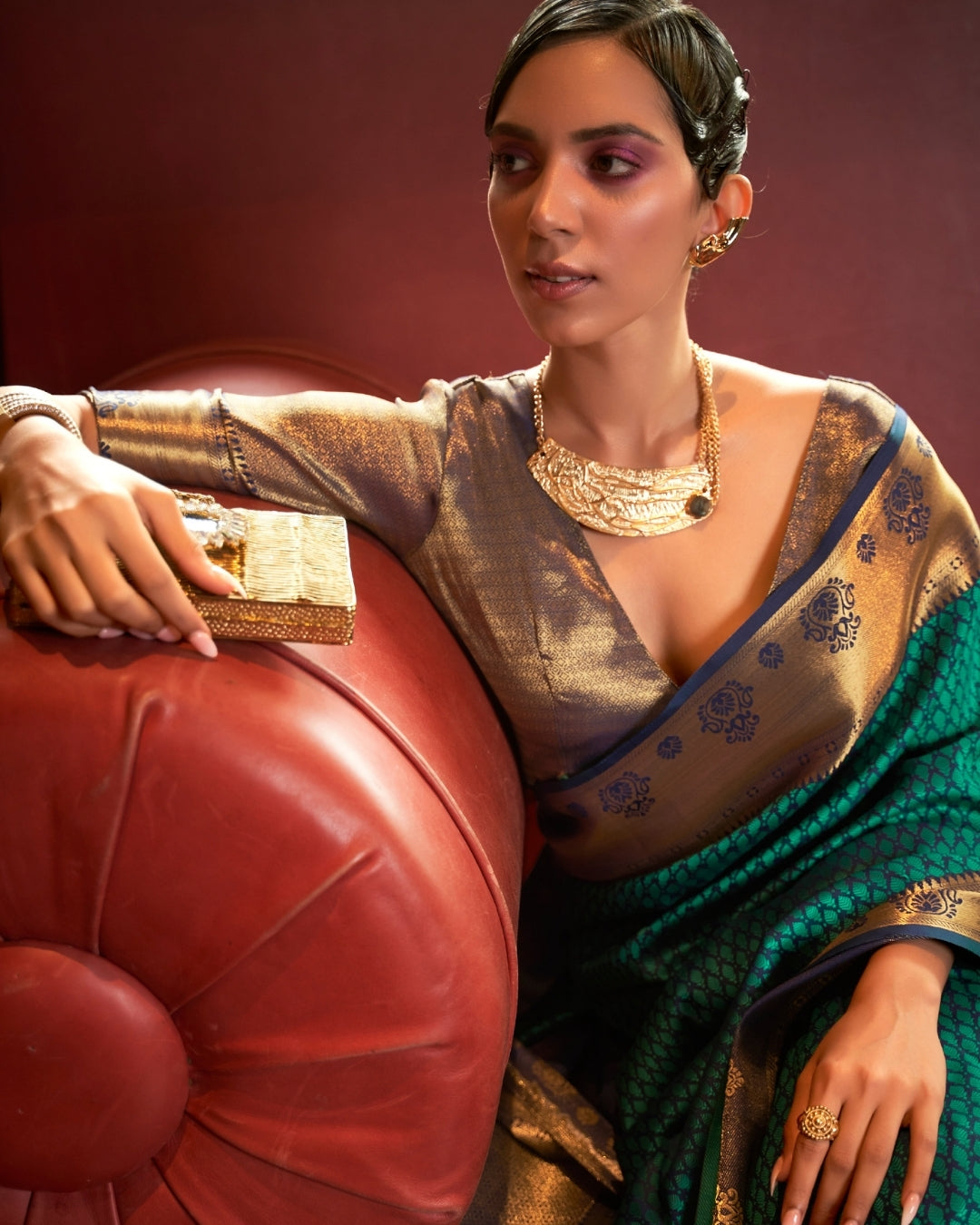 Green Self contrasting Handloom woven saree