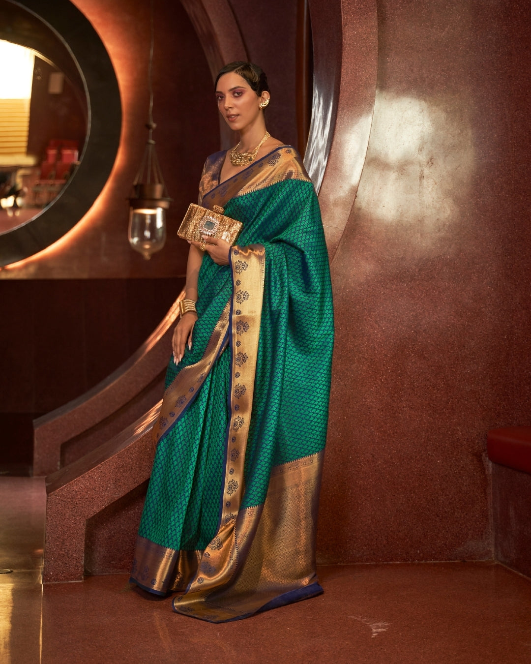 Green Self contrasting Handloom woven saree
