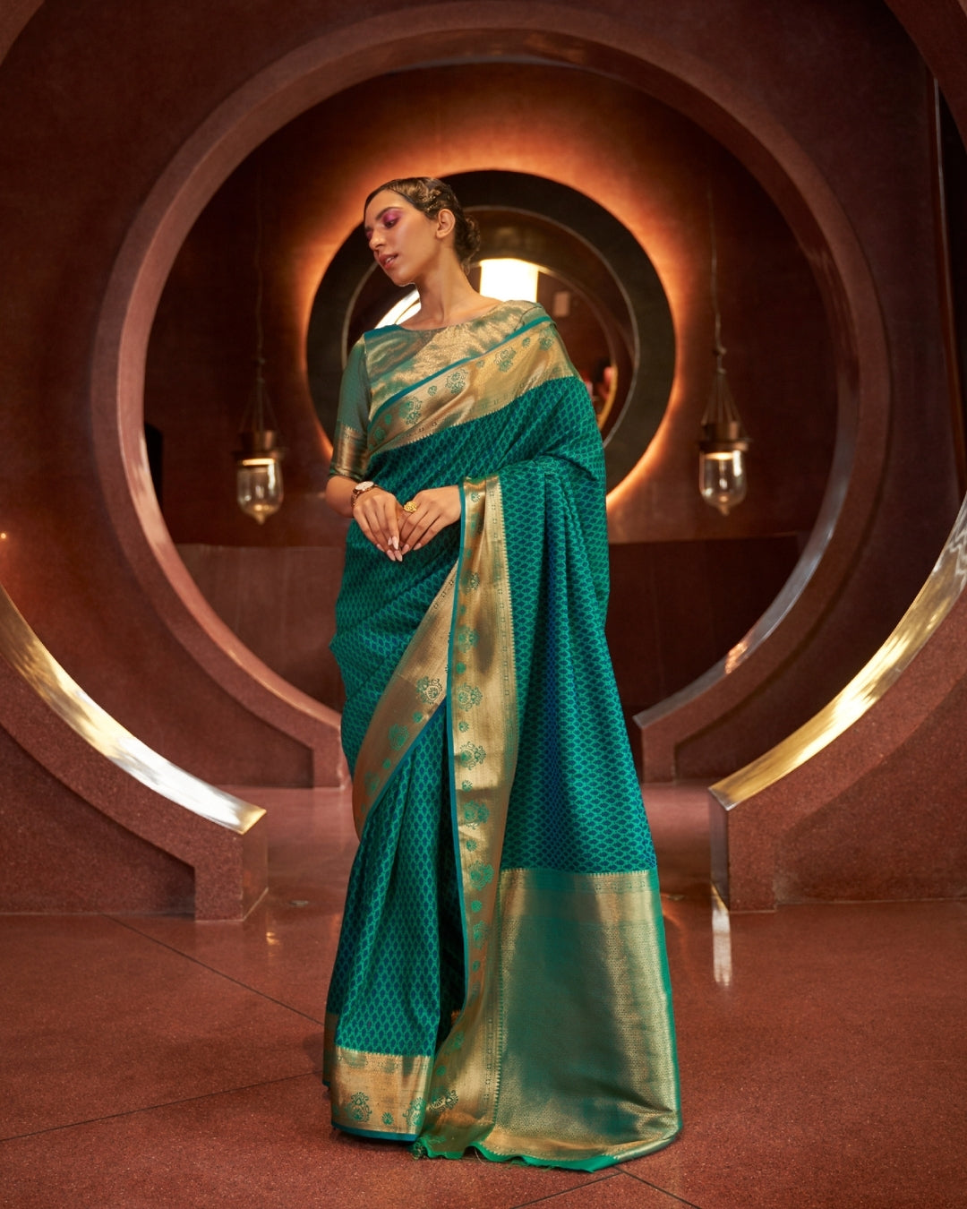 sea Green Self contrasting Handloom woven saree