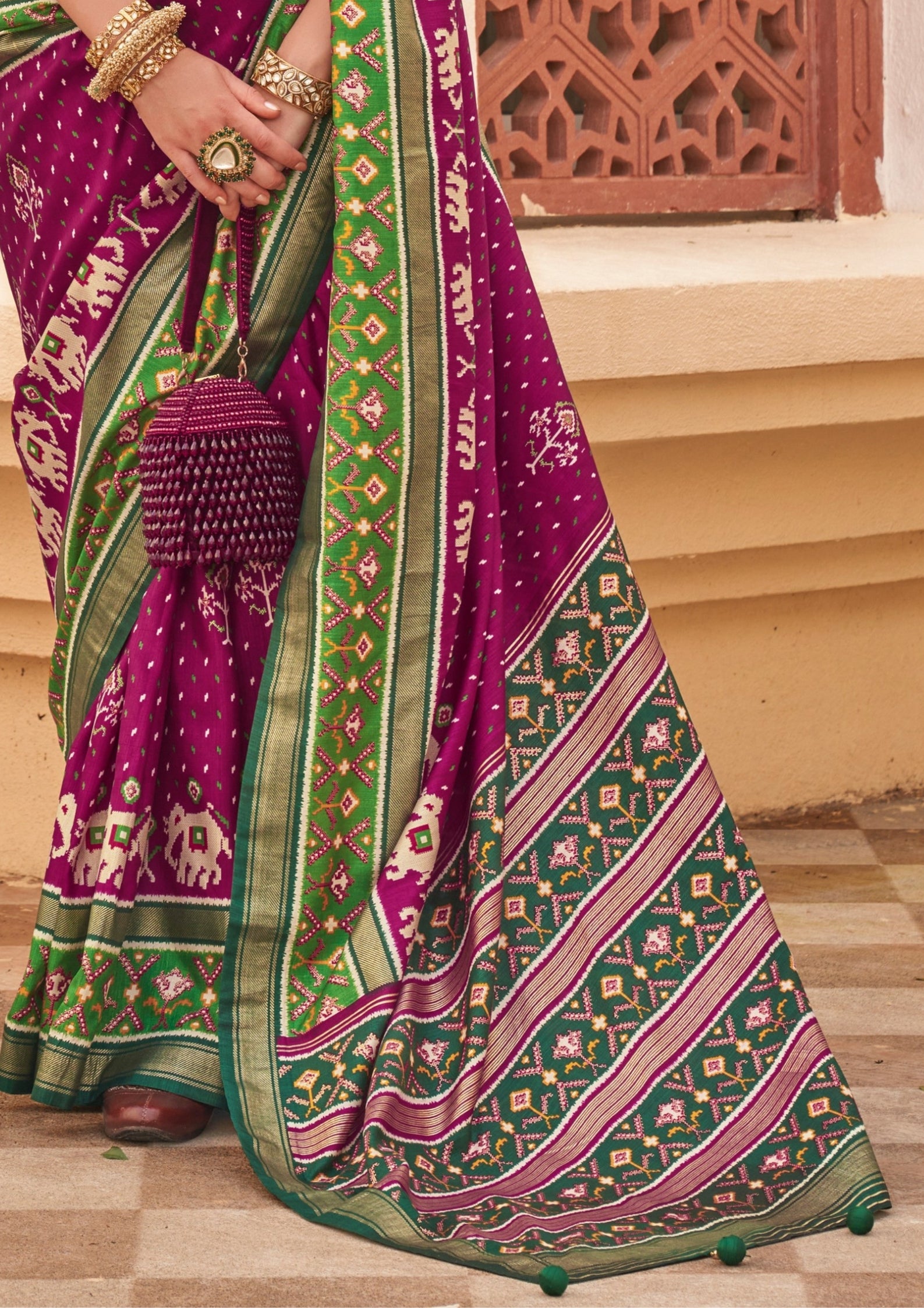 Plum And Green Silk with Aqua Finish