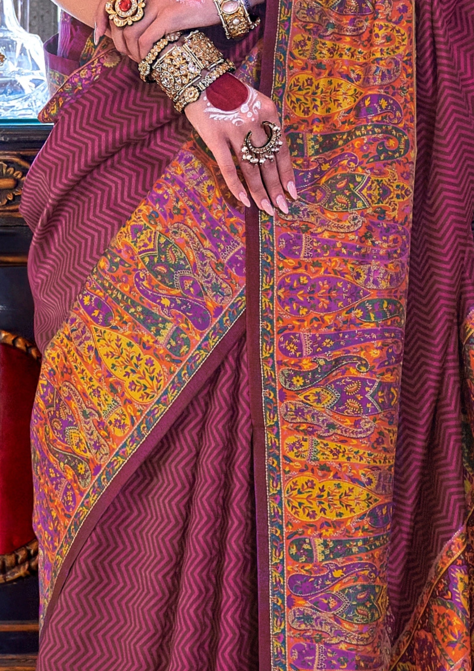 DUSTY PINK P.V SILK  WITH GLORY FINISH
