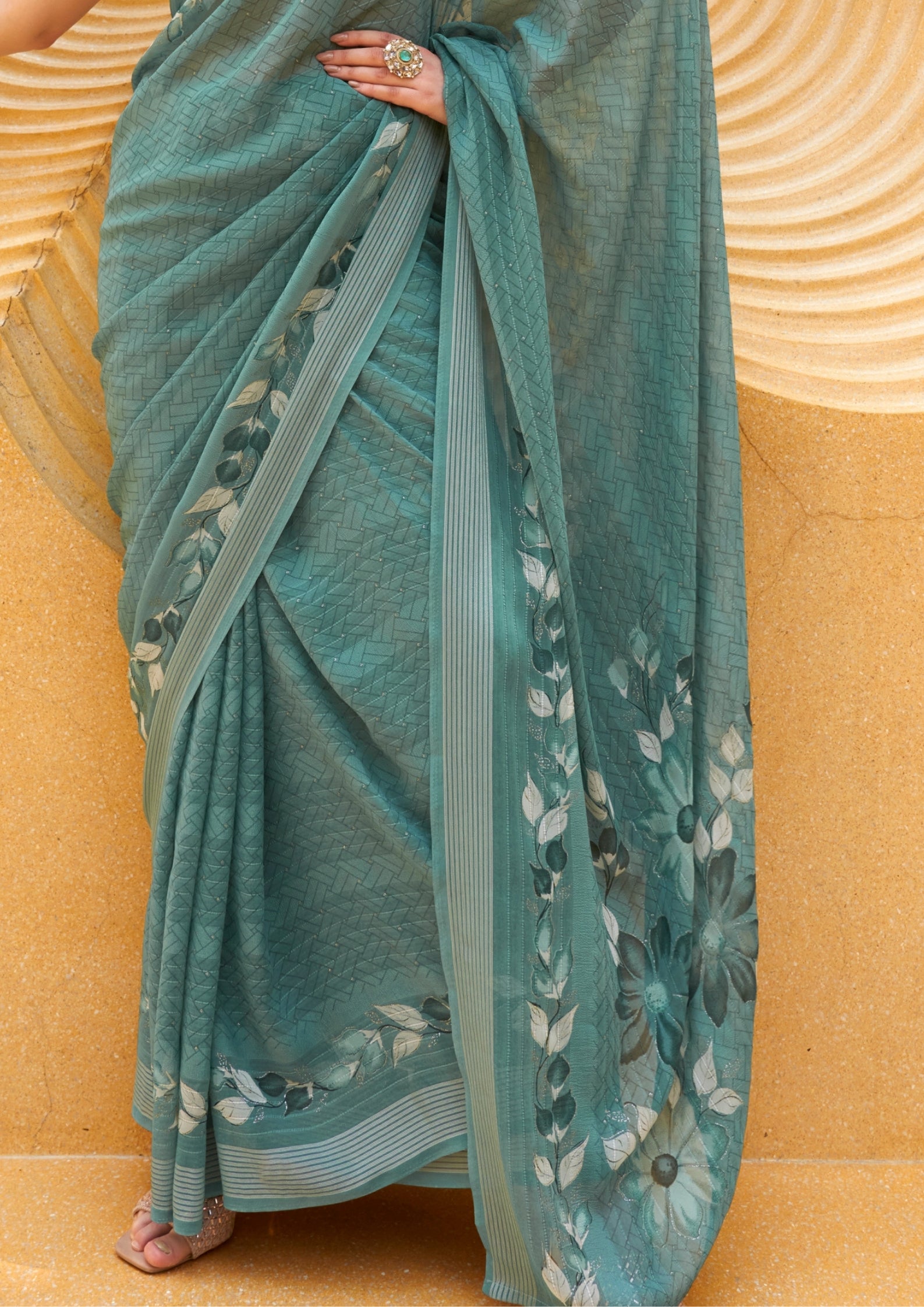 Smoky Blue Silk Saree