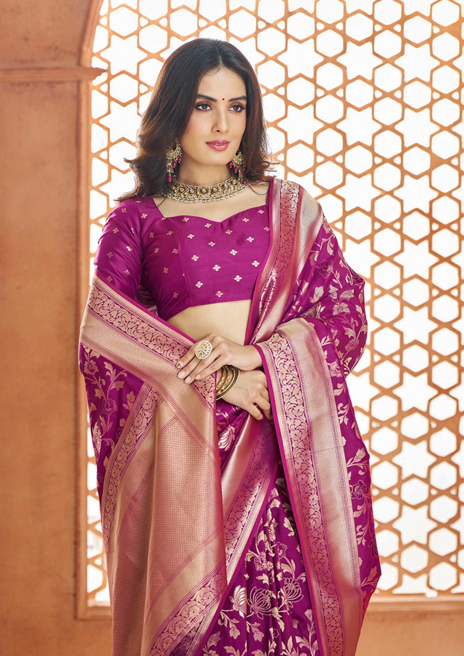 PURE SOFT BANARASI SILK MAGENTA SAREE