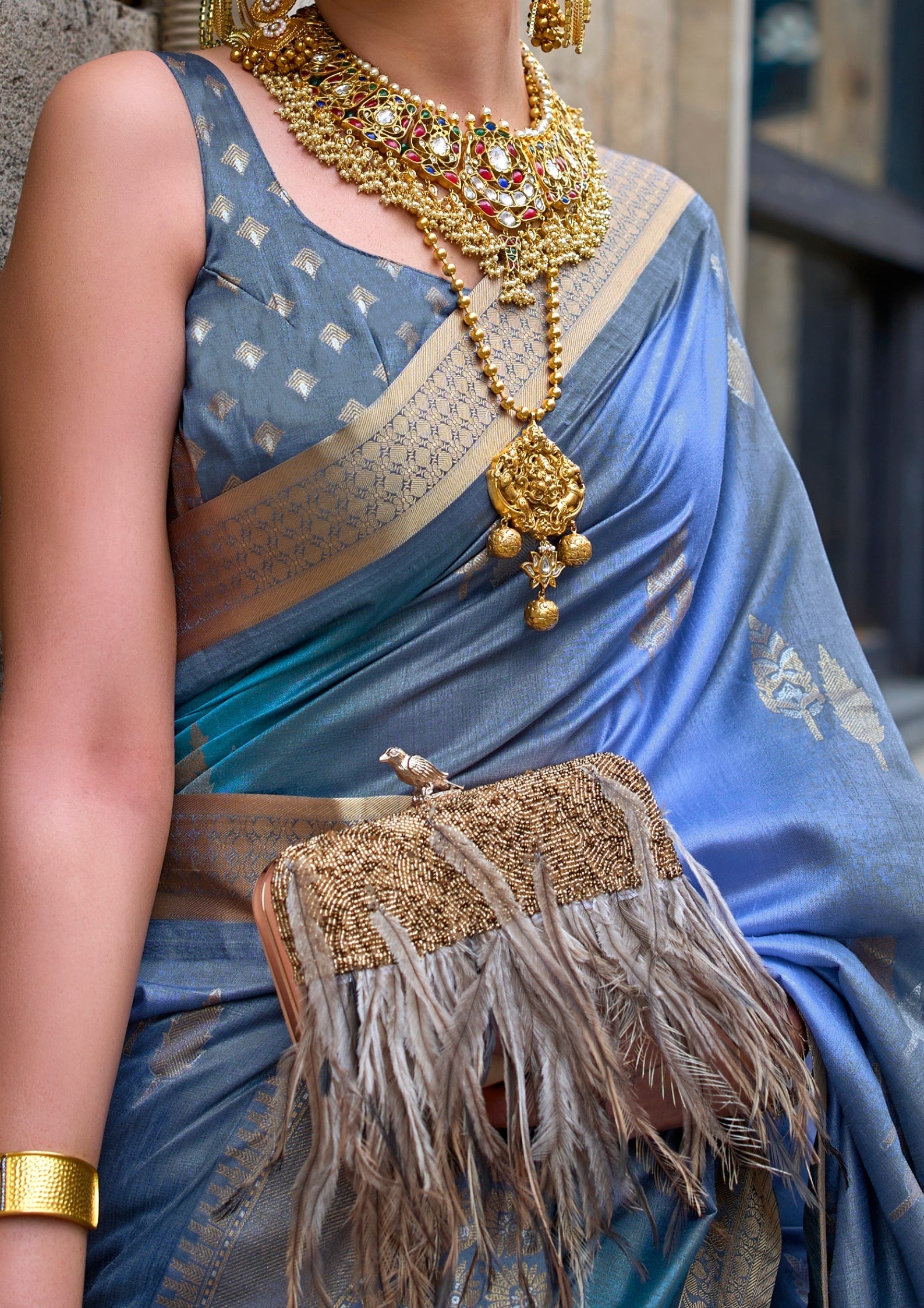METALLIC BLUE V.P.SILK WITH AQUA FINISH