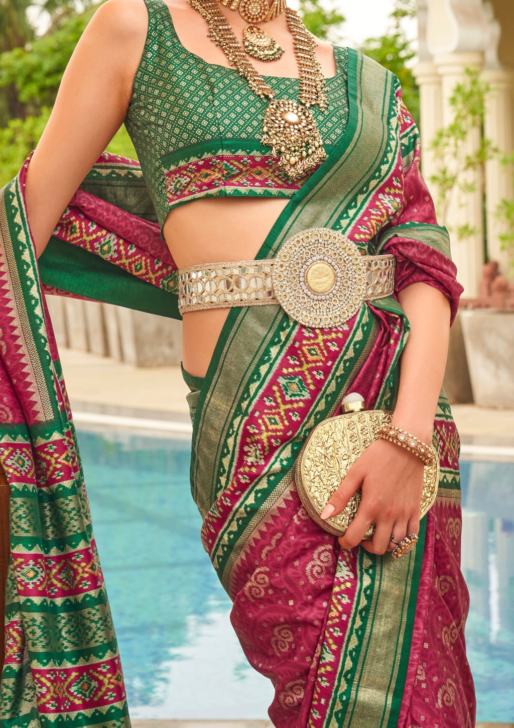 Fushia Pink Silk with Aqua Finish
