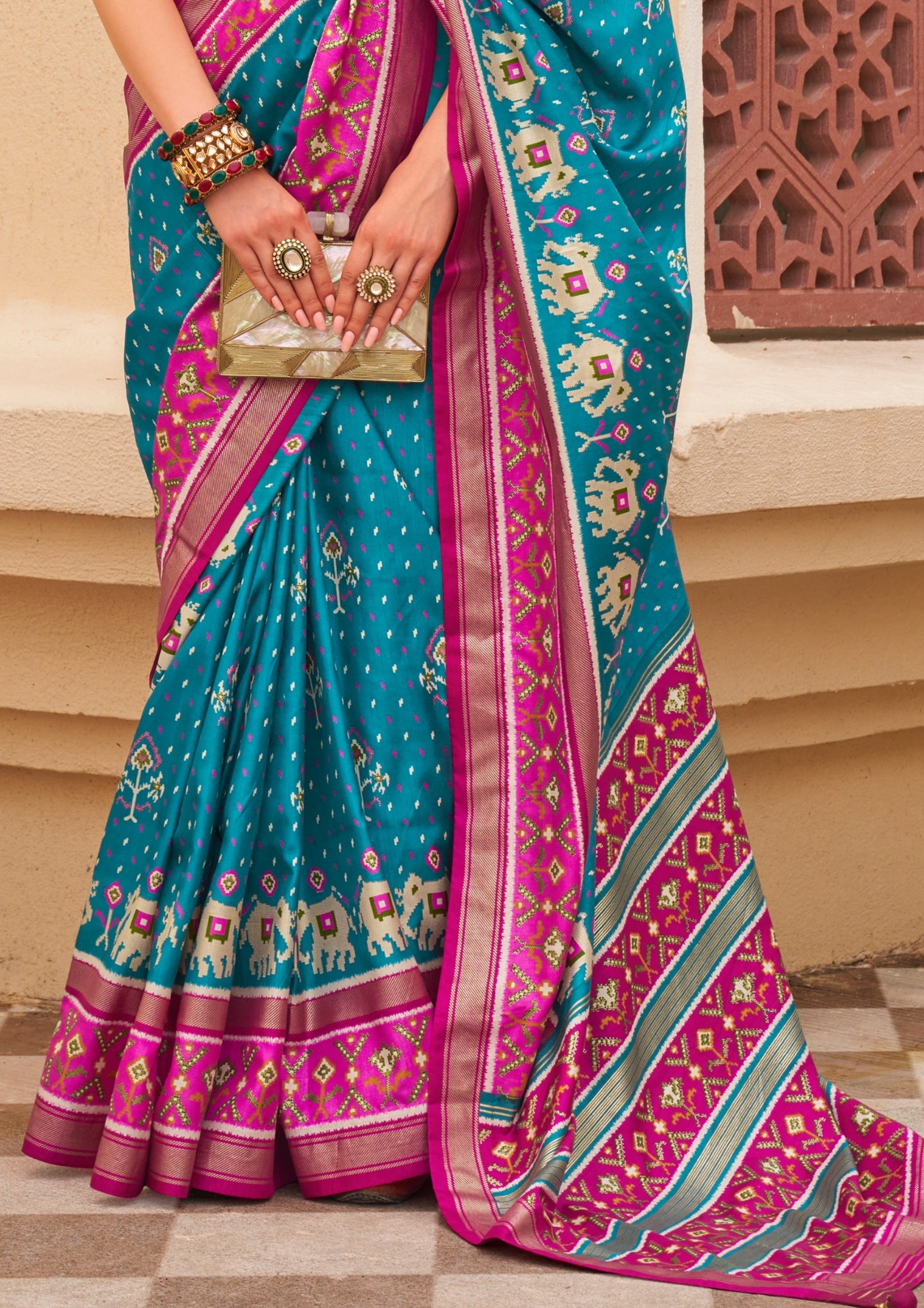 Teal And Magenta  Silk with Aqua Finish