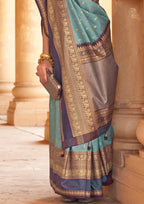 Blue Silk Saree With Patola Blouse