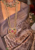 LILAC TUSSER SILK WITH DIGITAL PRINTED ZARI BORDER SAREE