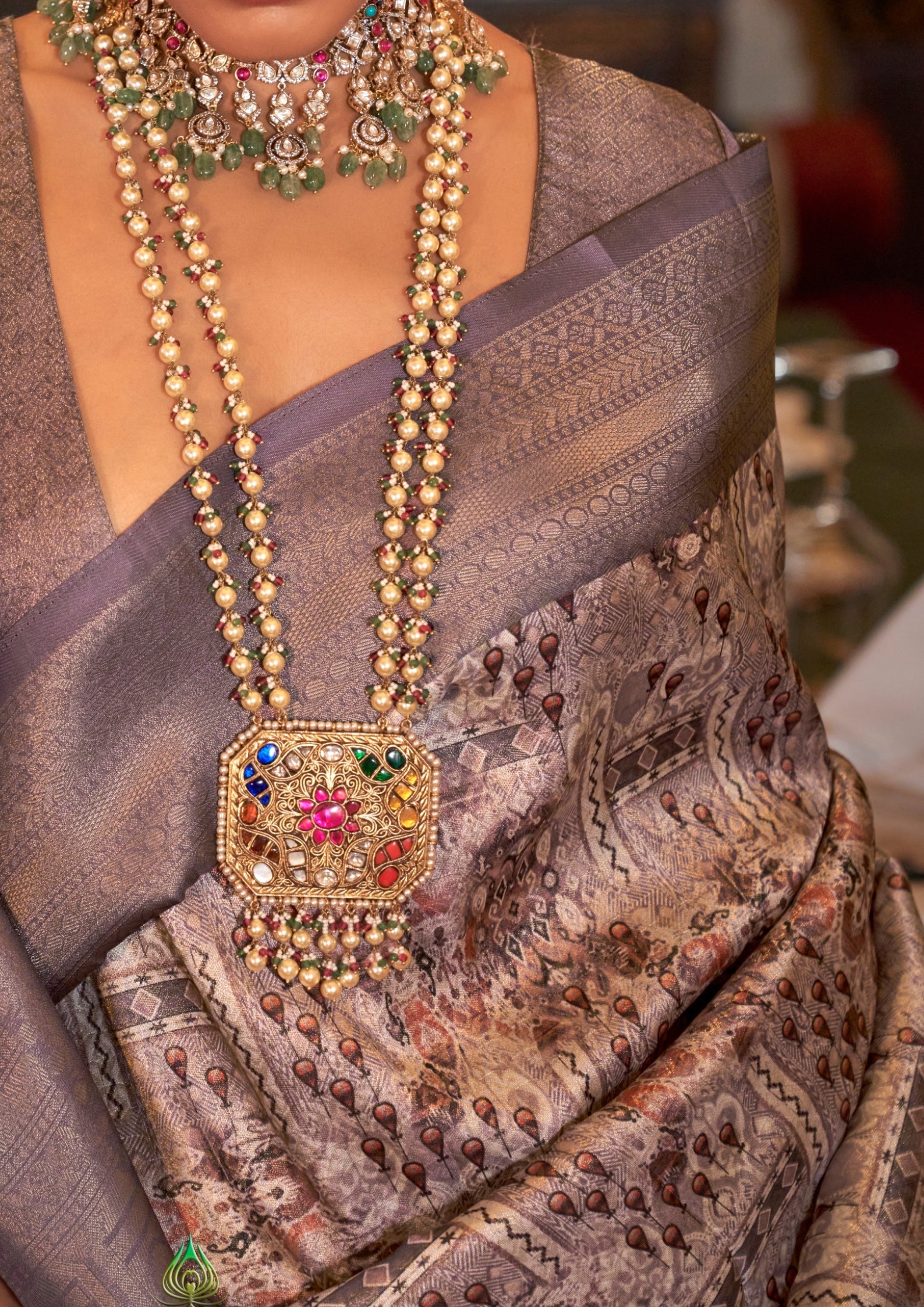 LILAC TUSSER SILK WITH DIGITAL PRINTED ZARI BORDER SAREE